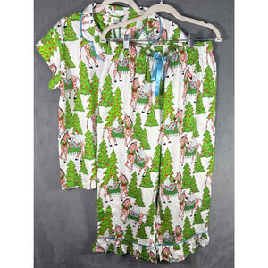 Jayes Studio + Robin &‎ Betty Zebra/Monkey Print Pajamas X-Mas Women’s S NEW